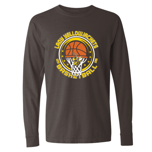 Lady Yellowjackets Basketball - Garment-Dyed Heavyweight Long Sleeve T-Shirt Thumbnail