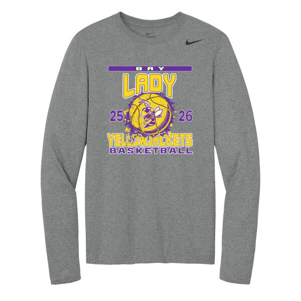 Bay Lady Yellowjackets Basketball - Garment-Dyed Heavyweight Long Sleeve T-Shirt - Team rLegend Long Sleeve Tee Thumbnail
